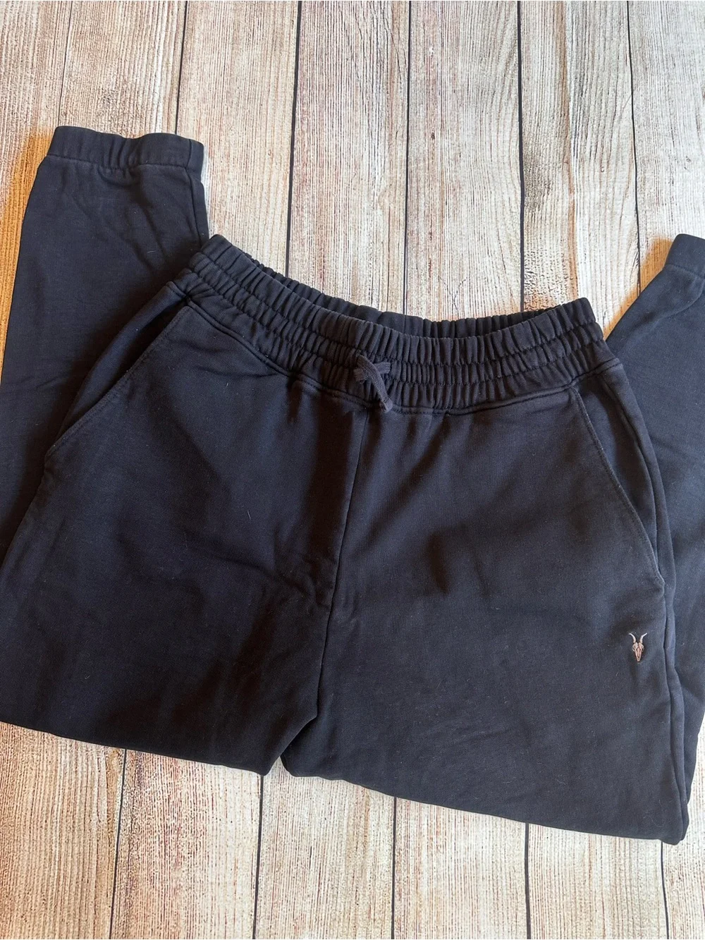 AllSaints Finley Cuffed Sweatpants Black Ramskull Joggers Men’s M